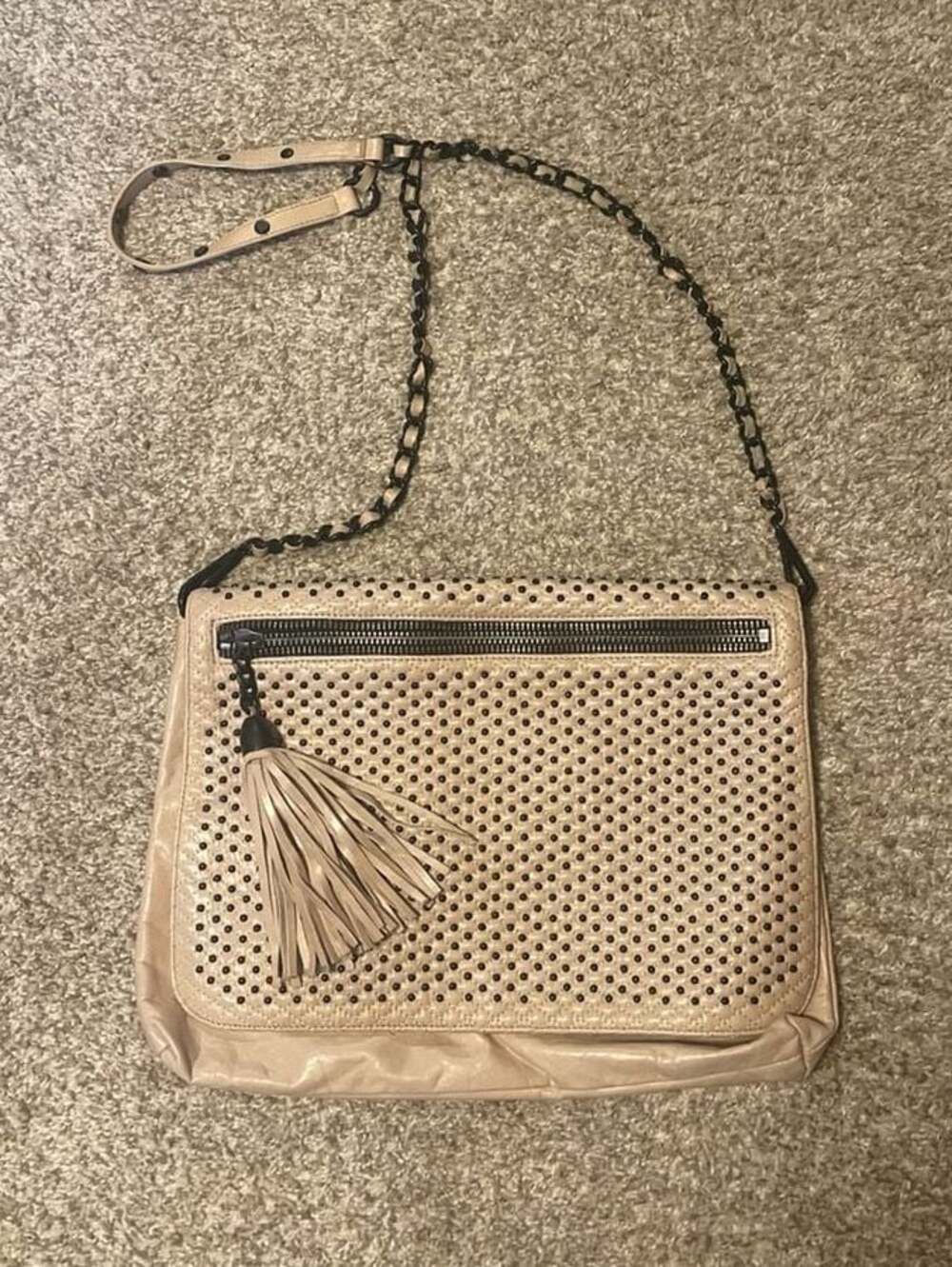 Rebecca Minkoff Studded MAC Large Crossbody Beige Bag